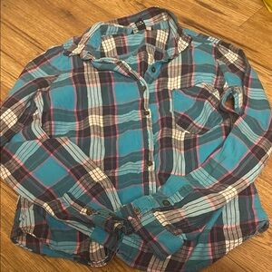 Bluenotes Kids Long Sleeve Plaid Shirt - Blue and Pink (Bin X)